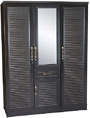 Generic Stripe Design 3 Door Lock Cabinet - Brown