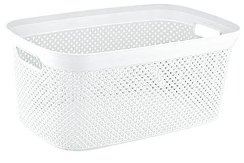 Hobby Life Laundry Basket Diamond Round Design Soft White 30 Ltrs.