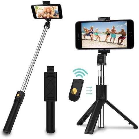 RAG&amp;SAK&reg; Selfie Stick, 3 in 1 Extendable Selfie Stick Tripod with Detachable Bluetooth Wireless Remote Phone Holder for iPhone Xs/iPhone 8/iPhone 7/7 Plus, Galaxy S10/S9 Plus/S8/Note8, LG, Google, Mor