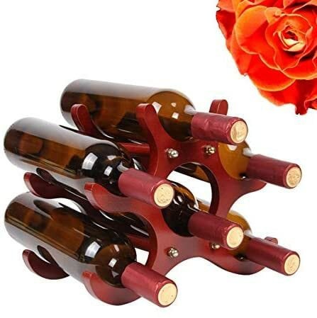 Generic Wooden Wine Rack Wooden Wine Rack,6 Bottle Decorative Countertop Tabletop Wine Bottle Holder,Free Standing Wine Storage Rack