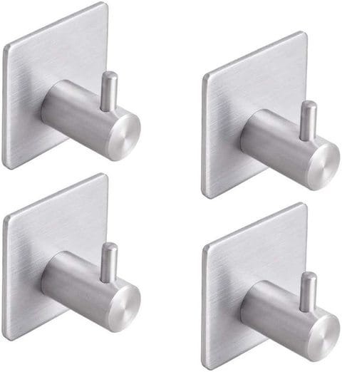 NuSense dhesive Hooks Bathroom Towel Shower Hooks Anti-Skid Heavy Duty Wall Hooks Hanger Stick On Hooks for Hanging Towels, Robes, Coats, Keys, Calendars-Bathroom Home Kitchen-4 Packs