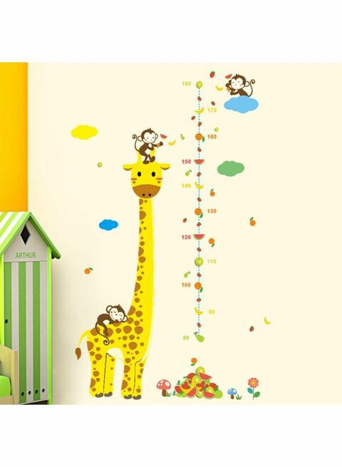 Generic Giraffe Height Measurement Wall Sticker Yellow/Brown 50X70cm