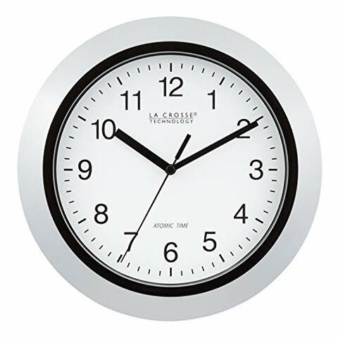 La Crosse Technology Atomic Analog Wall Clock, 10&quot;, Silver