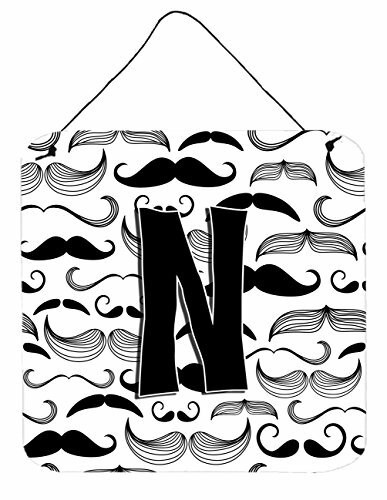 Caroline&#39;s Treasures Cj2009-Nds66 Letter N Moustache Initial Wall Or Door Hanging Prints, 6X6, Multicolor