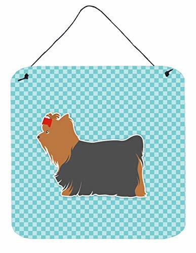 Caroline&#39;s Treasures Bb3734Ds66 Yorkshire Terrier Yorkie Checkerboard Blue Wall Or Door Hanging Prints, 6X6, Multicolor