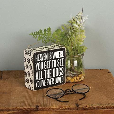 Primitives By Kathy 22223 Pawprint Trimmed Box Sign, 4&quot; X 4&quot;, All The Dogs