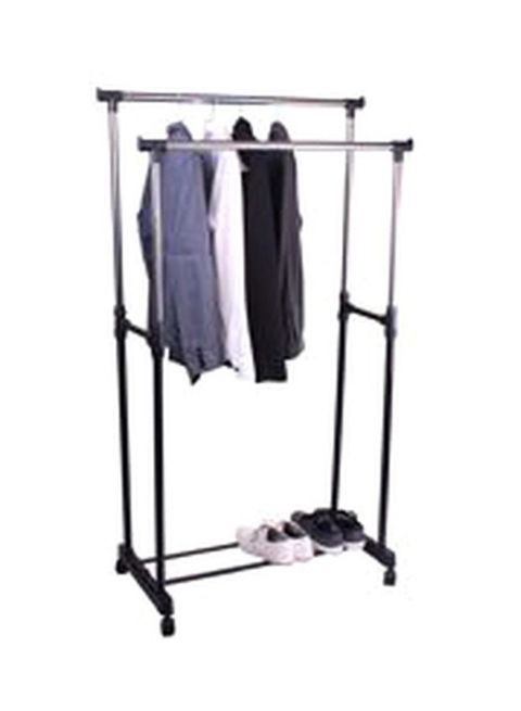 Generic Stainless Steel Double Garment Rack Silver/Black