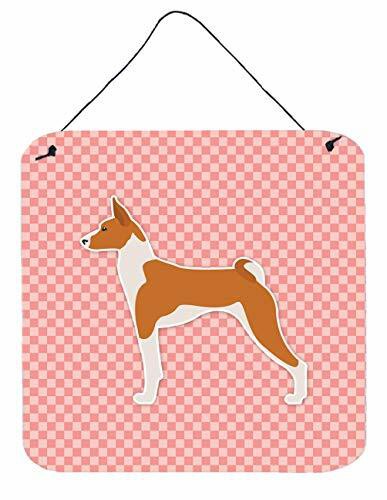 Caroline&#39;s Treasures Bb3674Ds66 Basenji Checkerboard Pink Wall Or Door Hanging Prints, 6X6, Multicolor