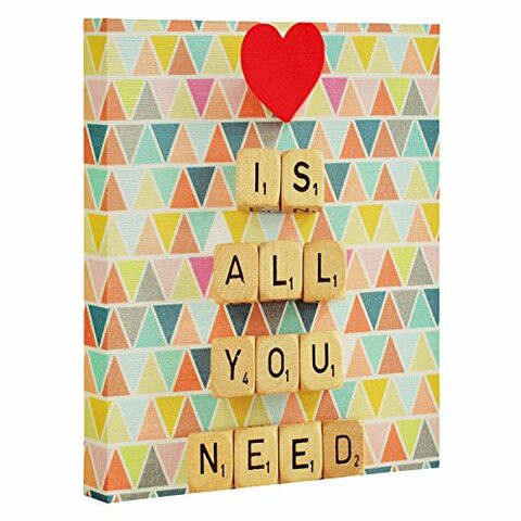 Deny Designs Happee Monkee Love Is All You Need Canvas Wall Art, 8 X 10