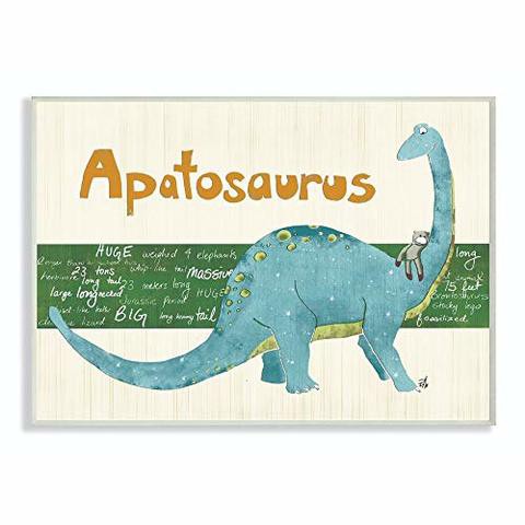 The Kids Room By Stupell Apatosaurus Dinosaur Rectangle Wall Plaque, 11 X 0.5 X 15, Proudly Made In Usa