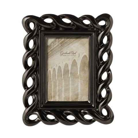 Grasslands Road Pewter Dust Die Cut Twist Photo Frame, 5 By 7-Inch, Black Metallic, Ceramic, Gift Boxed