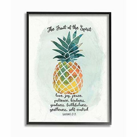 Stupell Industries The Fruit Of The Spirit Multicolored Pineapple Black Framed Wall Art, 11 X 14, Design By Artist Jo Moulton