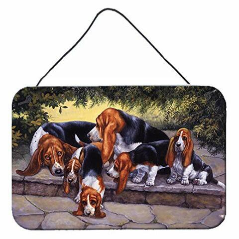 Caroline&#39;s Treasures Bdba0276Ds812 Basset Hound Puppies, Momma And Daddy Wall Or Door Hanging Prints, 8X12, Multicolor