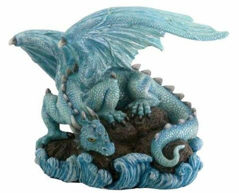 SUMMIT COLLECTION Blue Water Dragon On Rock Fantasy Figure Decoration