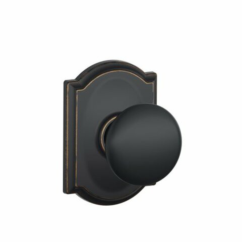 Schlage F10 Ply 716 Cam Camelot Collection Plymouth Passage Knob, Aged Bronze