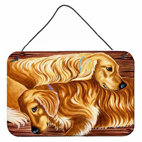 Caroline&#39;s Treasures Amb1387Ds812 Zeus And Chloie The Golden Retrievers Wall Or Door Hanging Prints, 8X12, Multicolor