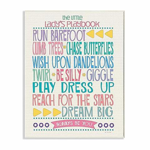 The Kids Room By Stupell Typography Art Wall Plaque, The Little Lady&#39;s Playbook, 11 X 0.5 X 15, Proudly Made In Usa