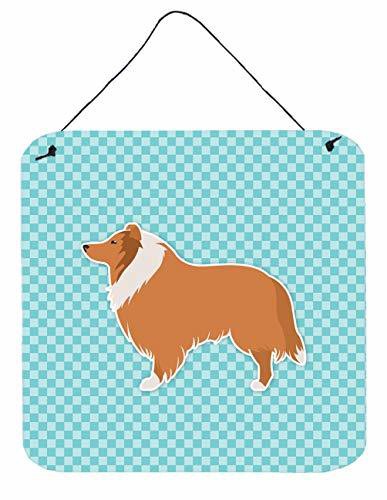 Caroline&#39;s Treasures Bb3716Ds66 Collie Checkerboard Blue Wall Or Door Hanging Prints, 6X6, Multicolor