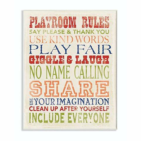 The Kids Room by Stupell Stupell Home D Cor Playroom Rules In Four Colors Canvas Wall Art, 16 X 20, Multi-Color