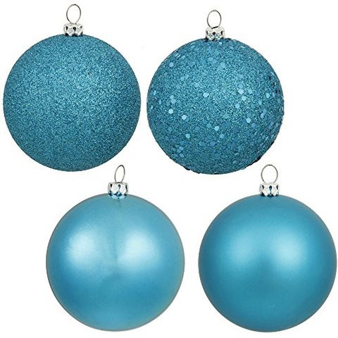 Vickerman 4 Finish Ornaments, 2.75-Inch, Turquoise, 20-Pack