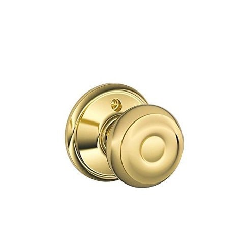 Schlage Lock Company Georgian Knob Non-Turning Lock, Bright Brass (F170 Geo 605)