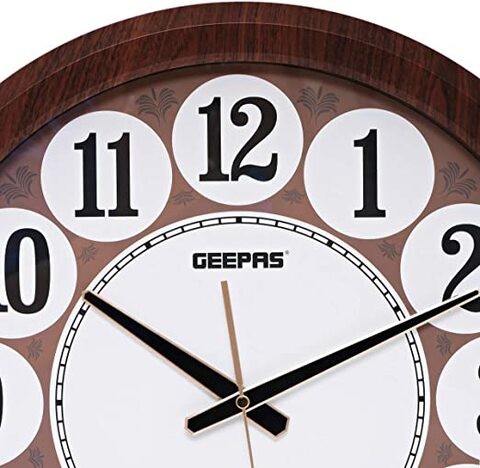 Geepas GWC4803 Wall Clock, White And Brown