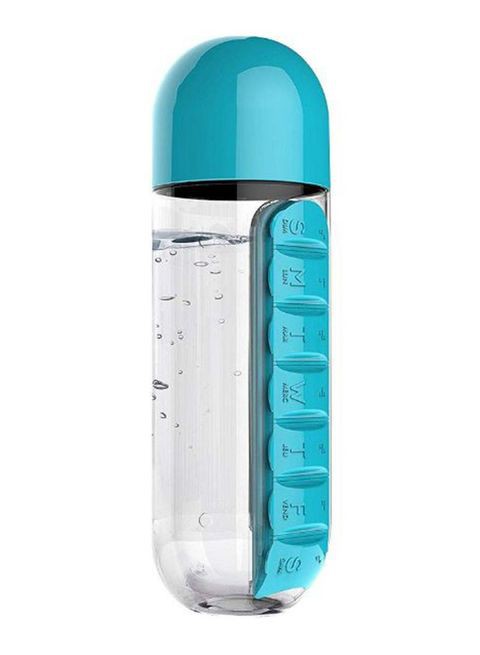 Generic 2-In-1 Sport Water Bottle With Pill Organizer Blue/Clear 3.1 X 9.3Inch