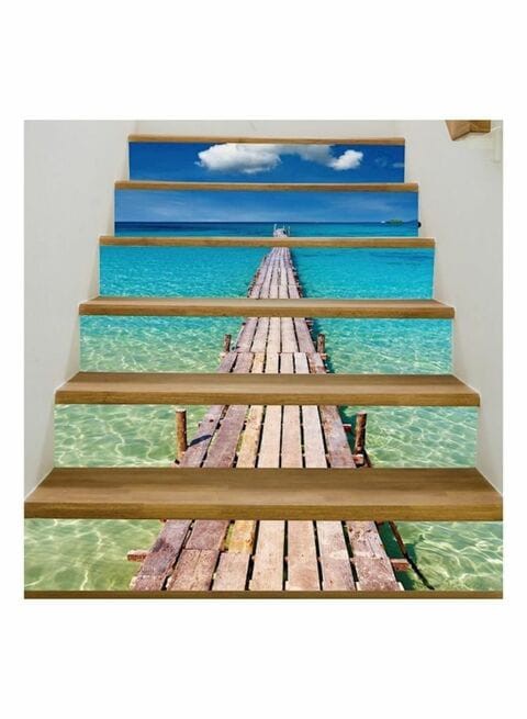 Generic Waterproof Diy Beach Pier Stairs Stickers Multicolour