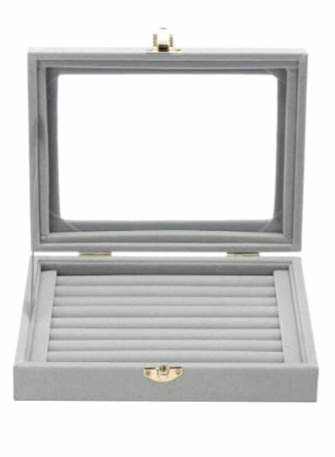 East Lady Ring Earrings Jewelry Case Display Grey/Clear