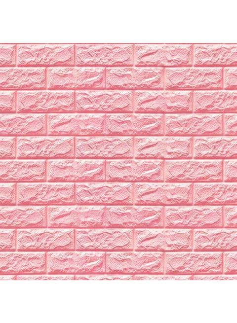 Generic - 3D Embossed Brick Stone Wall Sticker Pink 70x77centimeter