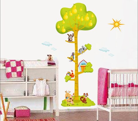 StickieArt - Animals On The Tree Growth Chart Wall Decal, Multi-Colour, 50 x 70 cm, STA-131