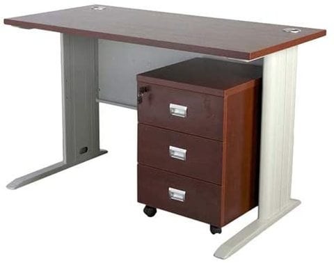 Mahmayi Stazion 1260 Modern Office Desk with Drawers (120cm, Apple Cherry)