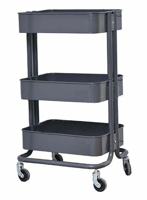 Four Wheels 3 Tier Rolling Cart Dark Grey 79x45centimeter