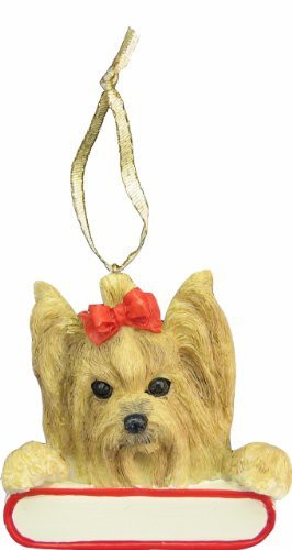 E&amp;S Pets Yorkie Ornament Santa&#39;s Pals With Personalized Name Plate A Great Gift For Yorkie Lovers