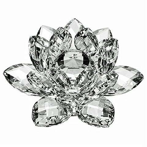 Amlong Crystal 4 Inch Clear Crystal Lotus Flower With Gift Box