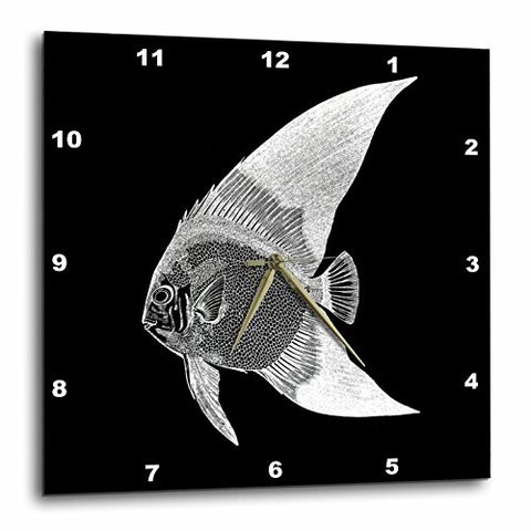 3Drose Dpp_164937_2 Black Tropical Fish Print Exotic Modern Sea Marine Aquatic Biology Wall Clock, 13 By 13&quot;