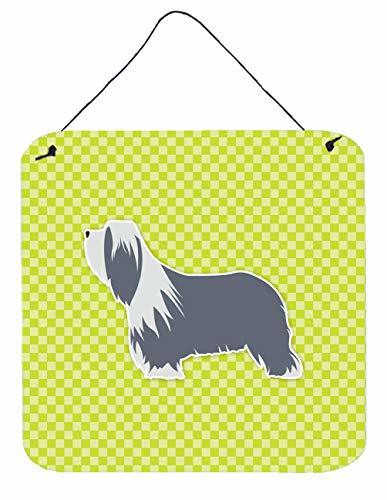 Caroline&#39;s Treasures Bb3817Ds66 Bearded Collie Checkerboard Green Wall Or Door Hanging Prints, 6X6, Multicolor