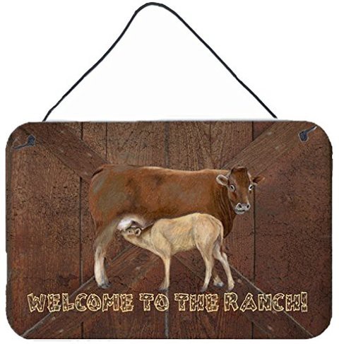 Caroline&#39;s Treasures Sb3084Ds812 Welcome To The Ranch With The Cow And Baby Wall Or Door Hanging Prints, 8X12, Multicolor