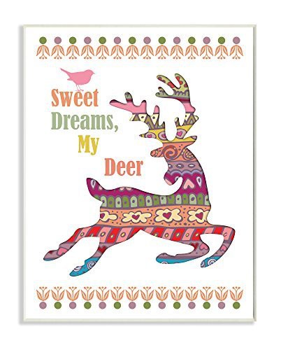 The Kids Room By Stupell Sweet Dreams My Deer Boho Graphic Art Wall Plaque, 11 X 0.5 X 15, Proudly Made In Usa