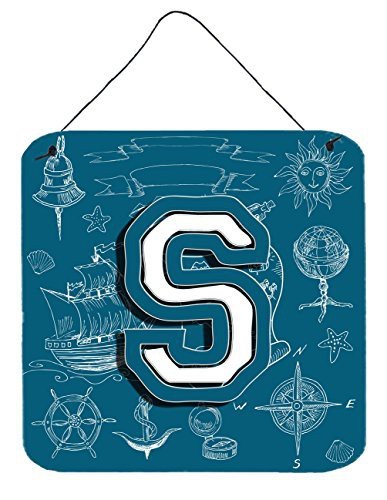 Caroline&#39;s Treasures Cj2014-Sds66 Letter S Sea Doodles Initial Alphabet Wall Or Door Hanging Prints, 6X6, Multicolor