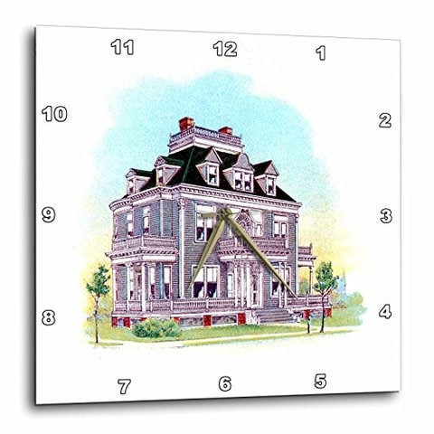 3Drose Dpp_183764_1 Print Of Victorian Home In Light Violet Color Wall Clock, 10 By 10&quot;