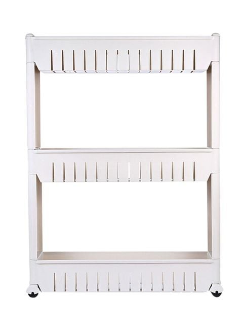 Generic 3-Tier Storage Rack With Wheels White 54 X 12 X 72cm