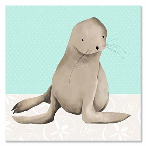 Oopsy Daisy Sam The Sea Lion Stretched Canvas Wall Art By Meghann O&#39;Hara, 10 By 10-Inch