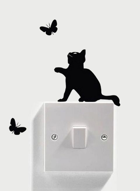 Spoil Your Wall Cat Wall Sticker Black 10X10cm