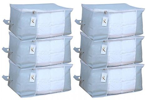 Kuber Industries 6 Piece Non Woven Underbed Storage Organiser Set, Grey (Underbedorga07)