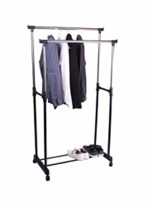 Stainless Steel Double Garment Rack Silver/Black