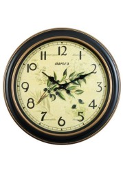 Maple&#39;s Clock Maple&#39;s 14.5-Inch Wall Clock, Aged Dial With Plant Graphic