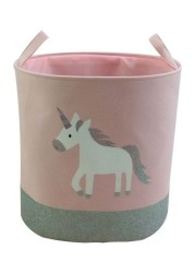 MissTiara Unicorn Printed Storage Basket Pink/Grey/White 40x33x40centimeter