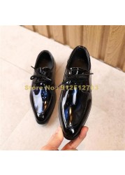 Boys Princess Leather Kids School Dress Shoes Fashion Bowtie Children Flat Black Summer Autumn Wedding Party Shoes