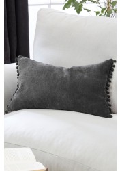 Soft Velour Pom Edge Cushion